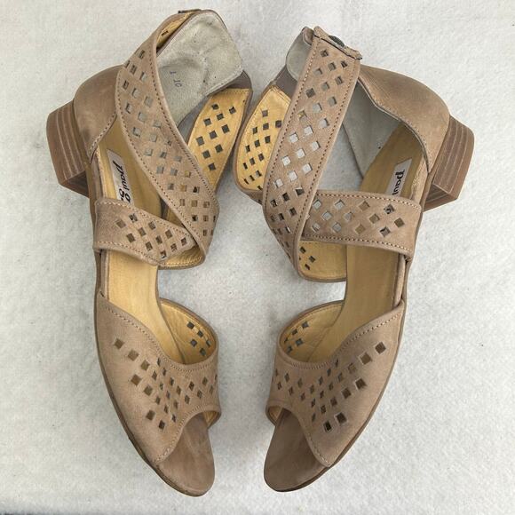 Paul Green Women's Tan Suede Stacked Block Heel Cross Ankle Strap Sandals Sz 10 - Picture 11 of 15